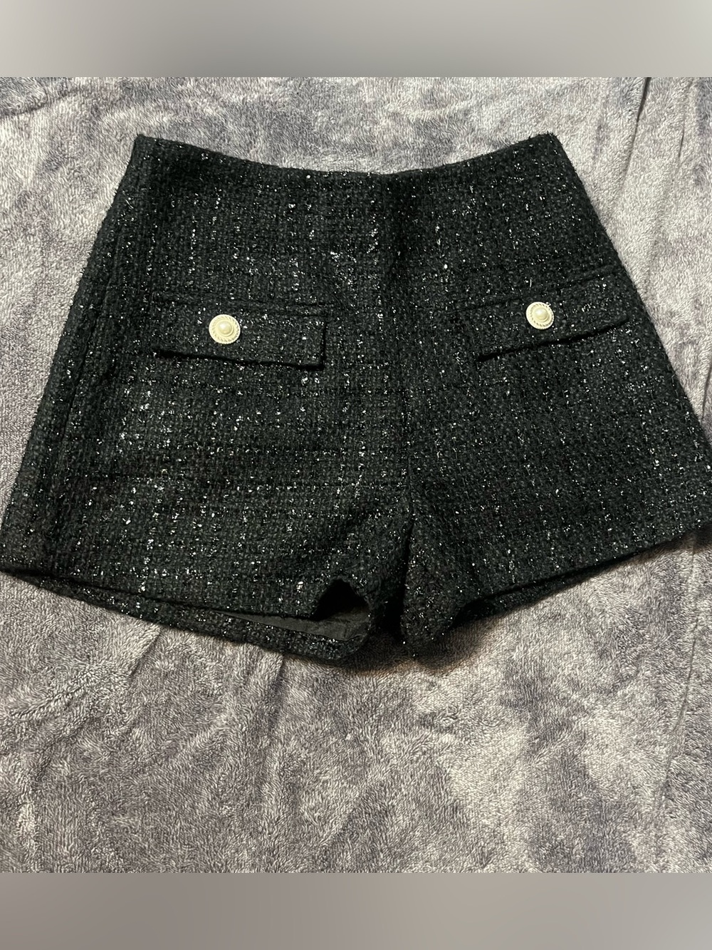 Fashion Nova Black Tweed High-Waist Shorts